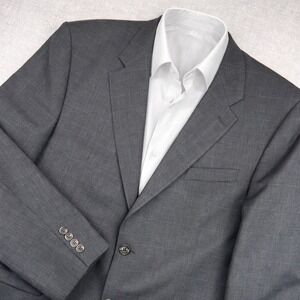 VTG Y2K Lauren Ralph Lauren Wool Blazer Sport Coat Men 44R Gray Windowpane Prep